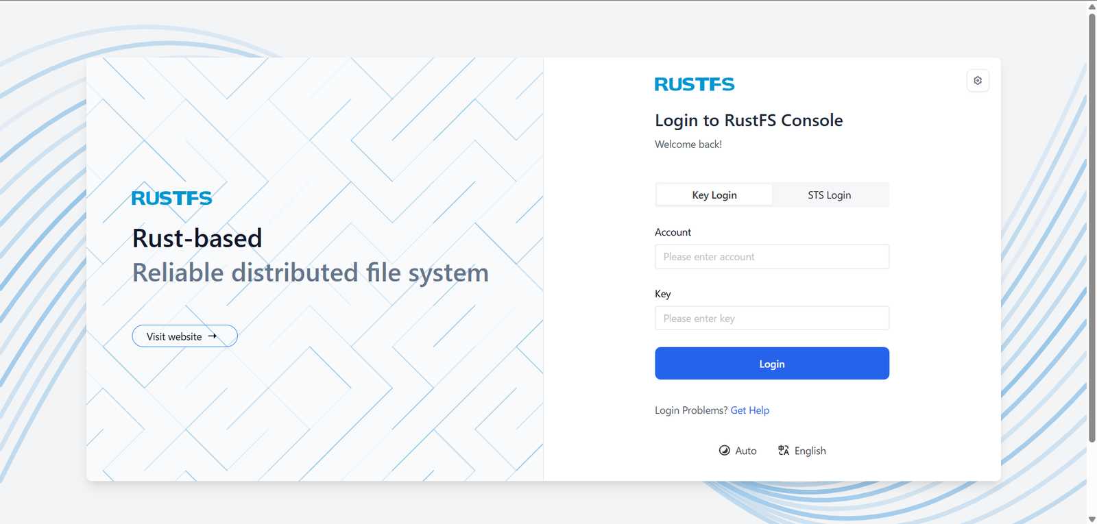 ゴージャスなログイン画面